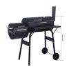 Charcoal Grill Barbecue Grill with Offset Smoker/Wheels/Temperature Gauge for Patio Picnic Outdoor Camping Cooking RT