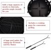 Outdoor Portable 32 Inch Steel Round Fire Pit with BBQ Grill, Cooking Grate, Spark Screen, Fire Poker, Cover, Fireplaces for Outside wood burning